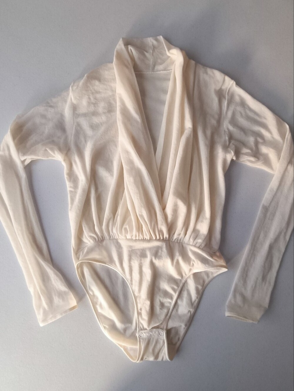 Cosabella Ivory Convertible Mesh Long Sleeve Bodysuit Sz S/M (Highly Stretchy!)
